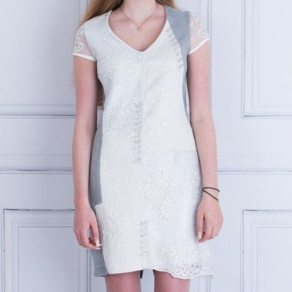 Elisa Cavaletti Patchwork Lace Fitted Dress women's size S Daniela Dallavalle - Picture 2 of 16